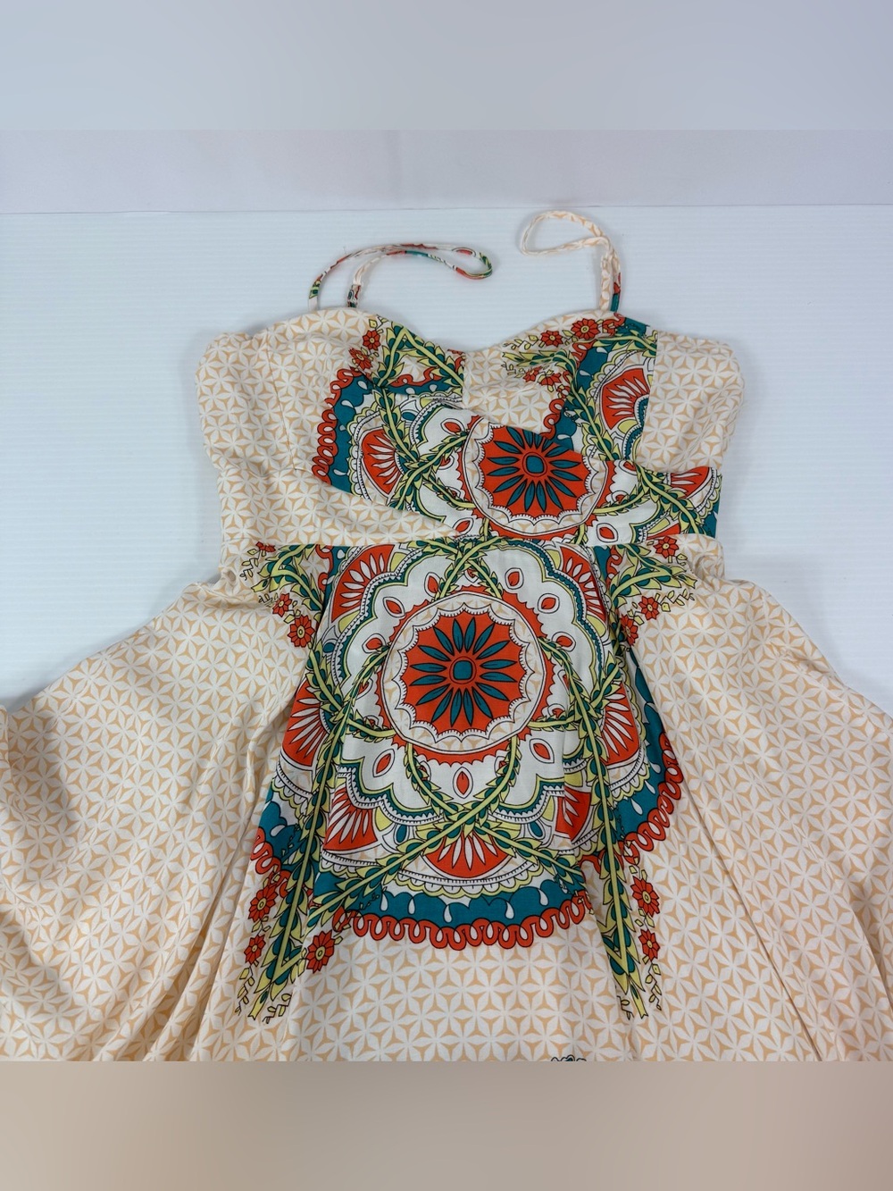 Lovposh Spaghetti Strap Sun Dress Women's Size M Handkerchief Zipper Back Boning - Picture 5 of 16